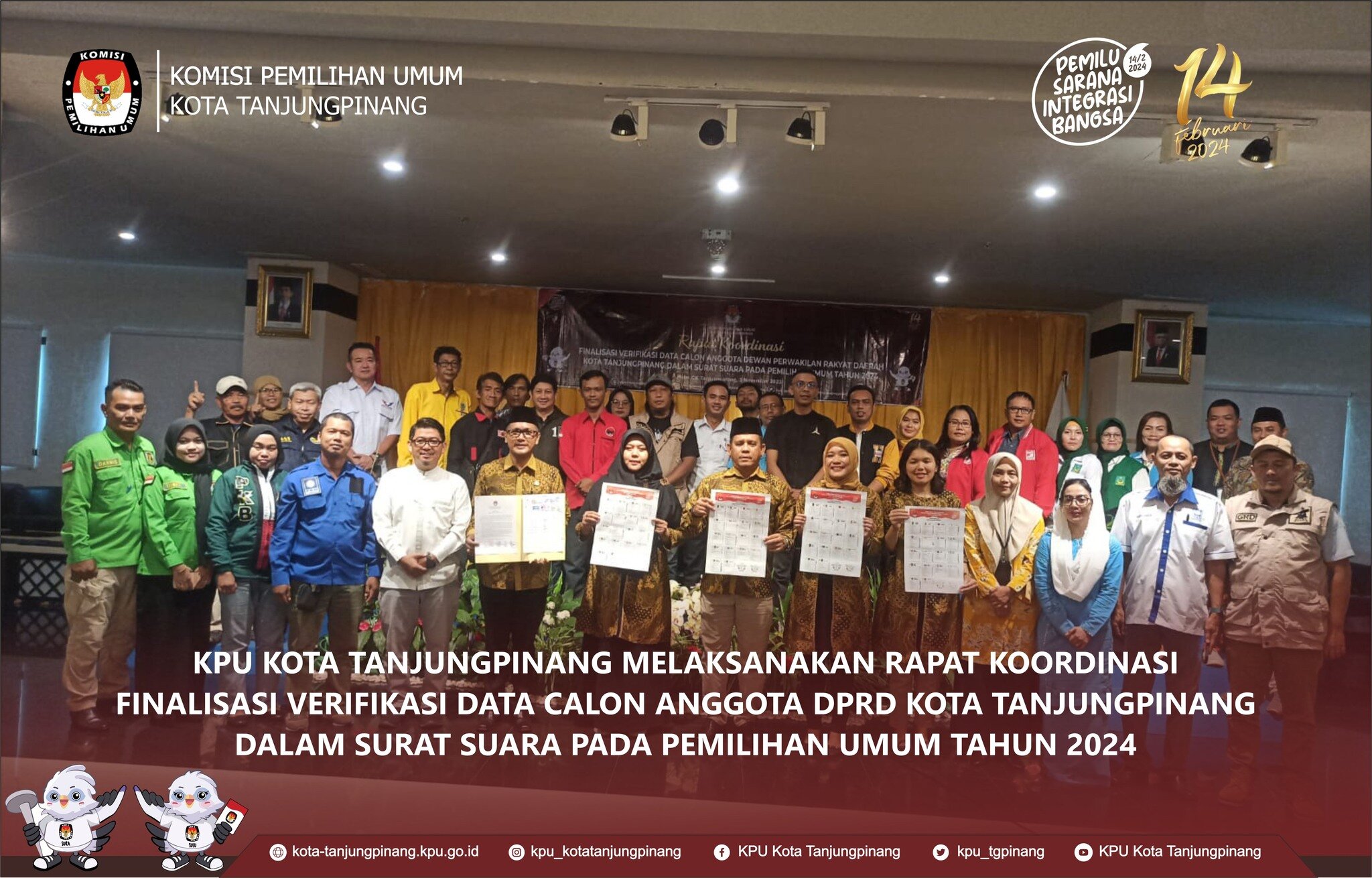 Rakor Finalisasi Verifikasi Data Calon Anggota DPRD Kota Tanjungpinang Dalam Surat Suara Pemilu 2024